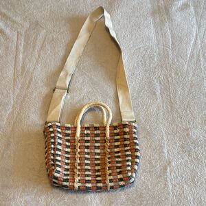 Madewell The Mini Straw Tote Woven Crossbody Bag in Rainbow Multi EUC